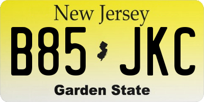 NJ license plate B85JKC