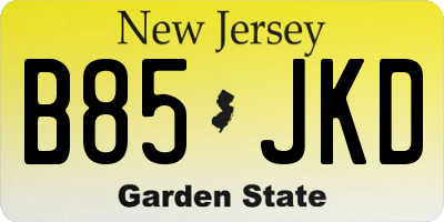 NJ license plate B85JKD