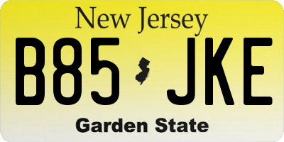 NJ license plate B85JKE