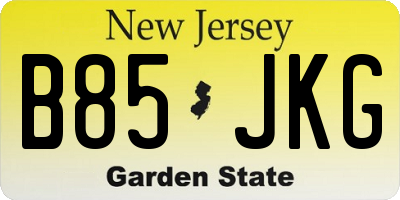 NJ license plate B85JKG