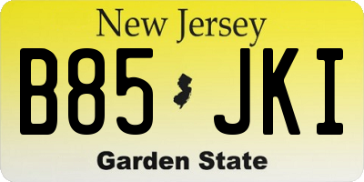 NJ license plate B85JKI