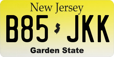 NJ license plate B85JKK
