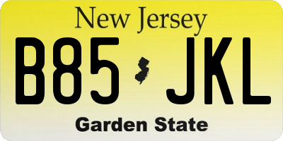 NJ license plate B85JKL