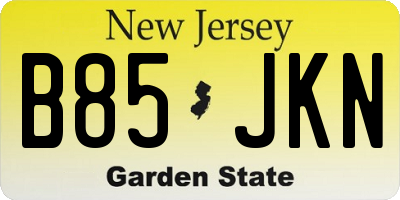 NJ license plate B85JKN