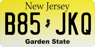 NJ license plate B85JKQ