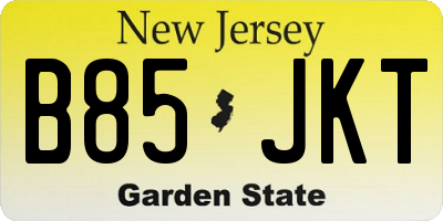 NJ license plate B85JKT