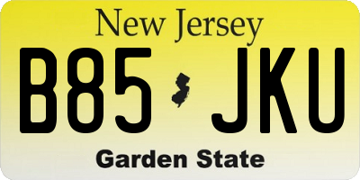 NJ license plate B85JKU