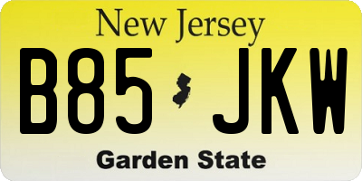 NJ license plate B85JKW