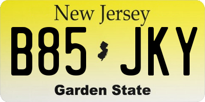 NJ license plate B85JKY