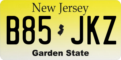 NJ license plate B85JKZ