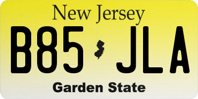 NJ license plate B85JLA