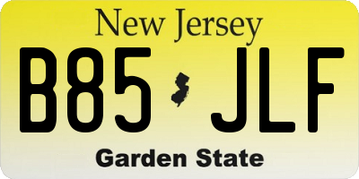 NJ license plate B85JLF
