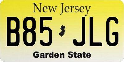 NJ license plate B85JLG