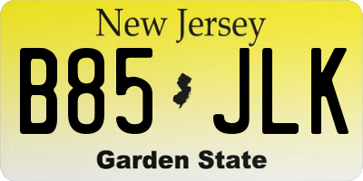 NJ license plate B85JLK
