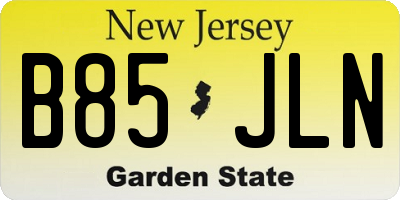 NJ license plate B85JLN