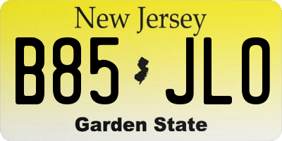 NJ license plate B85JLO