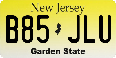 NJ license plate B85JLU