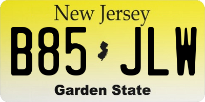 NJ license plate B85JLW