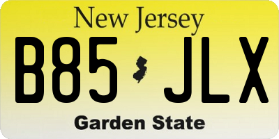 NJ license plate B85JLX