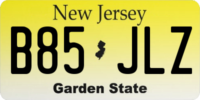 NJ license plate B85JLZ