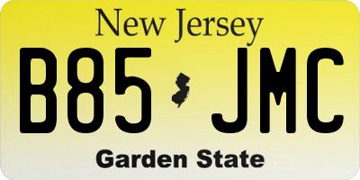 NJ license plate B85JMC