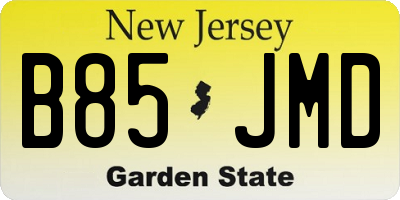 NJ license plate B85JMD