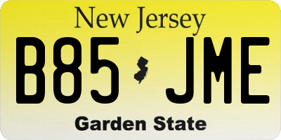NJ license plate B85JME