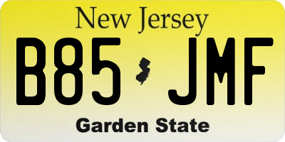 NJ license plate B85JMF