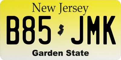 NJ license plate B85JMK