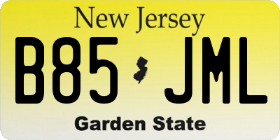 NJ license plate B85JML
