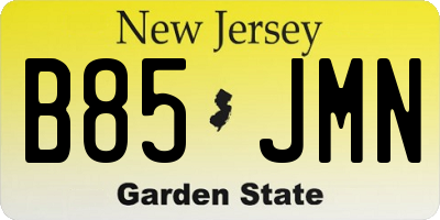 NJ license plate B85JMN