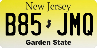 NJ license plate B85JMQ
