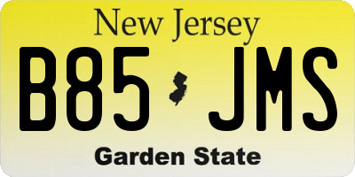 NJ license plate B85JMS