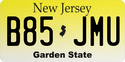 NJ license plate B85JMU