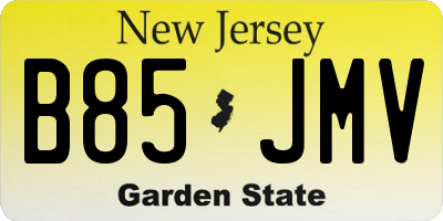 NJ license plate B85JMV