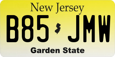 NJ license plate B85JMW