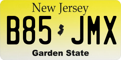 NJ license plate B85JMX