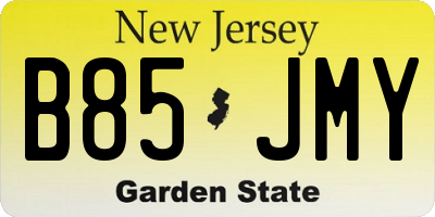 NJ license plate B85JMY