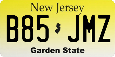 NJ license plate B85JMZ