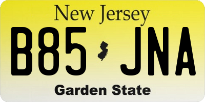 NJ license plate B85JNA