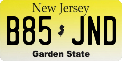 NJ license plate B85JND