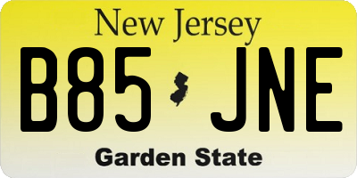 NJ license plate B85JNE
