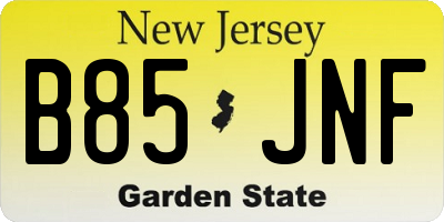 NJ license plate B85JNF