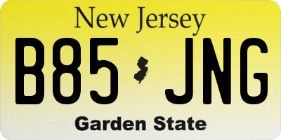 NJ license plate B85JNG