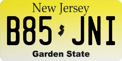 NJ license plate B85JNI