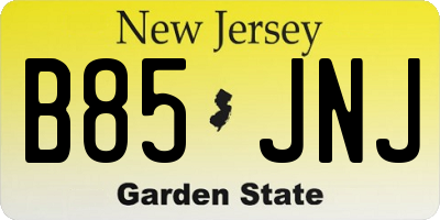 NJ license plate B85JNJ