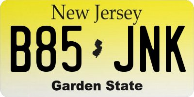 NJ license plate B85JNK