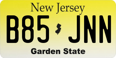 NJ license plate B85JNN