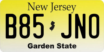 NJ license plate B85JNO
