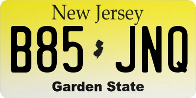 NJ license plate B85JNQ